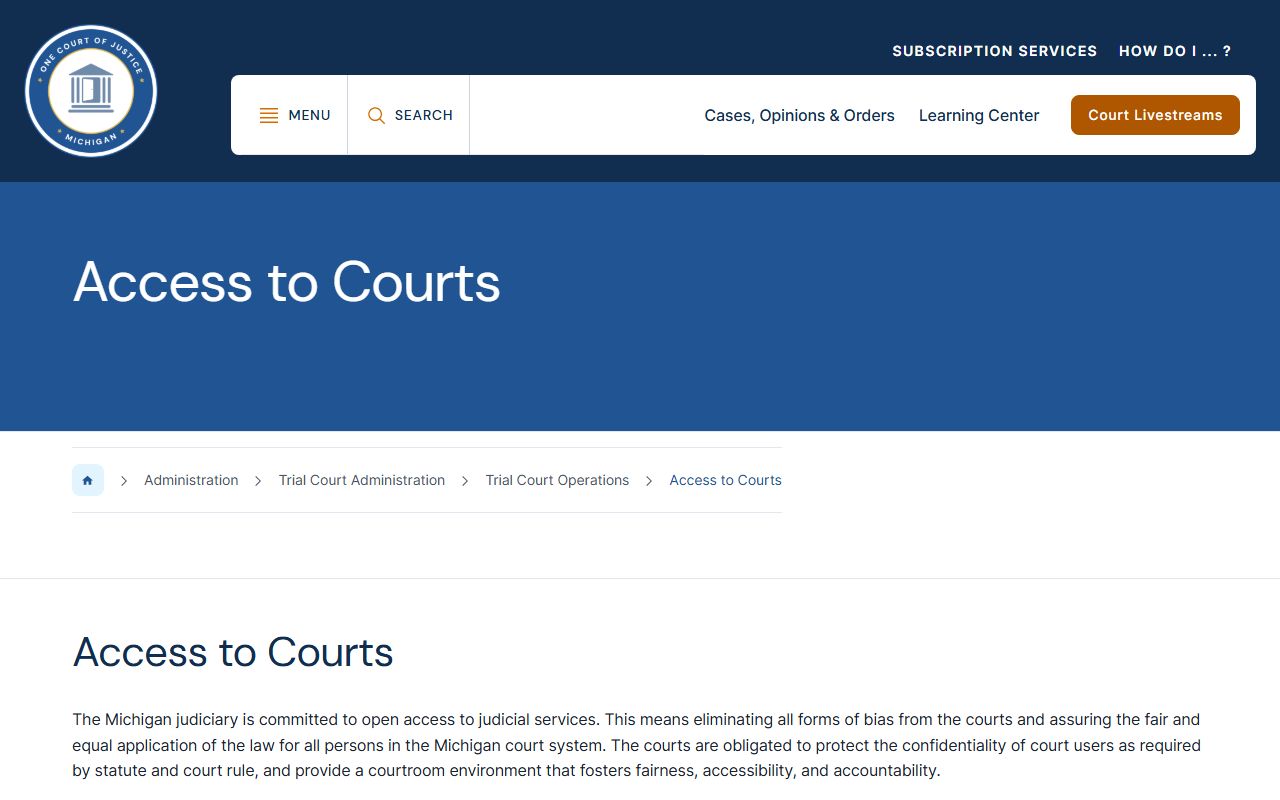 Michigan access to courts guidance behind Bay County court records