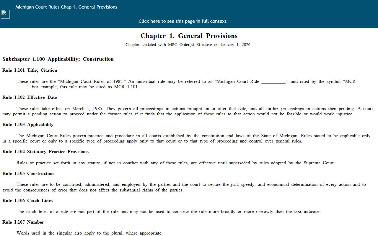 Michigan Court Rules Chapter 1 governing Bay County court records access