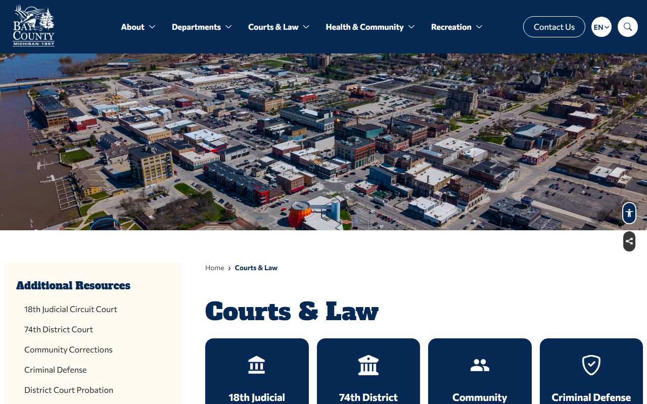 Bay County courts and law landing page for court records access
