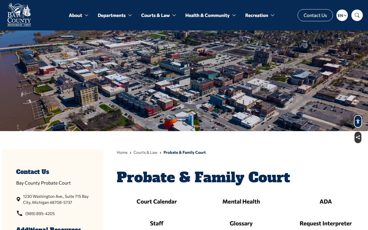 Bay County Probate and Family Court records landing page