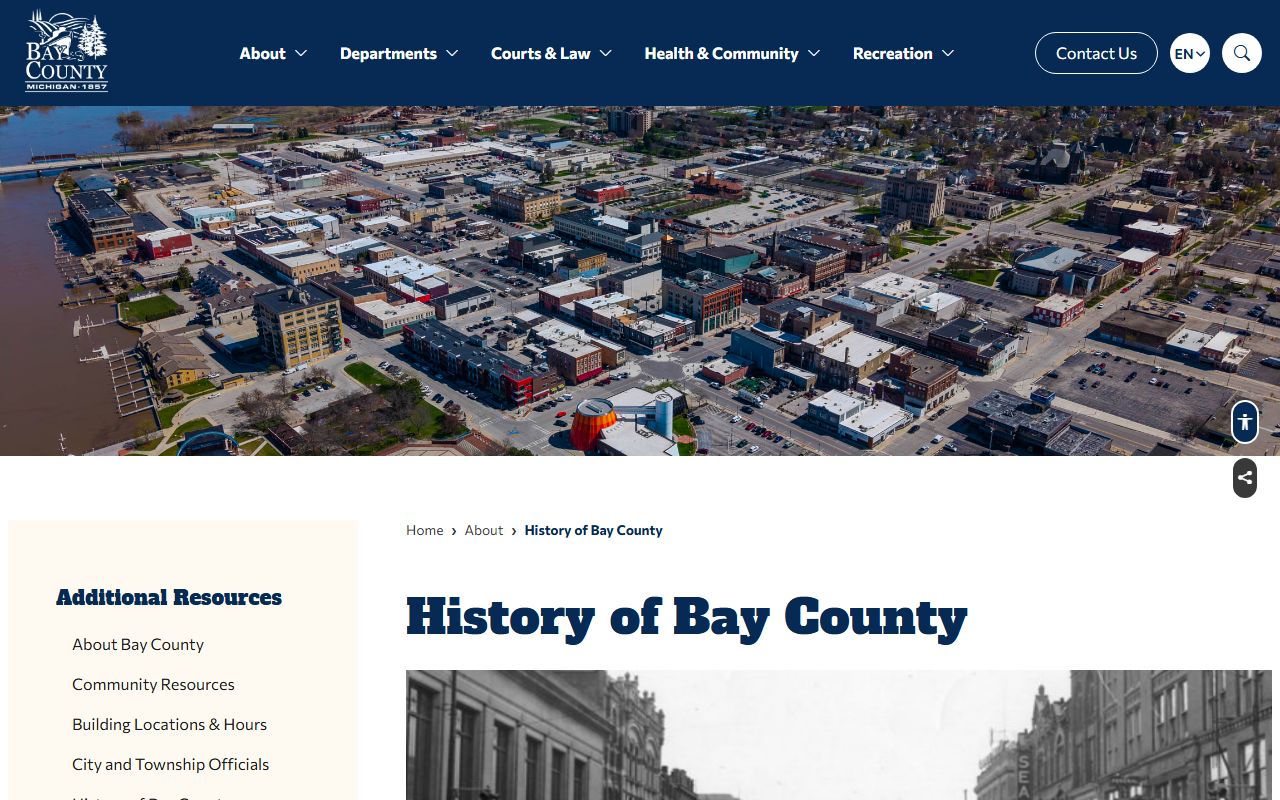 Bay County history page for court and county records background
