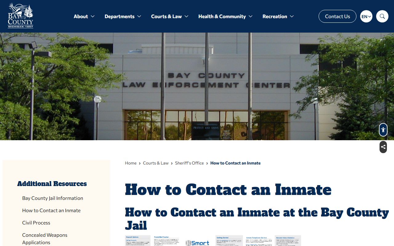 Bay County jail inmate contact and money deposit information