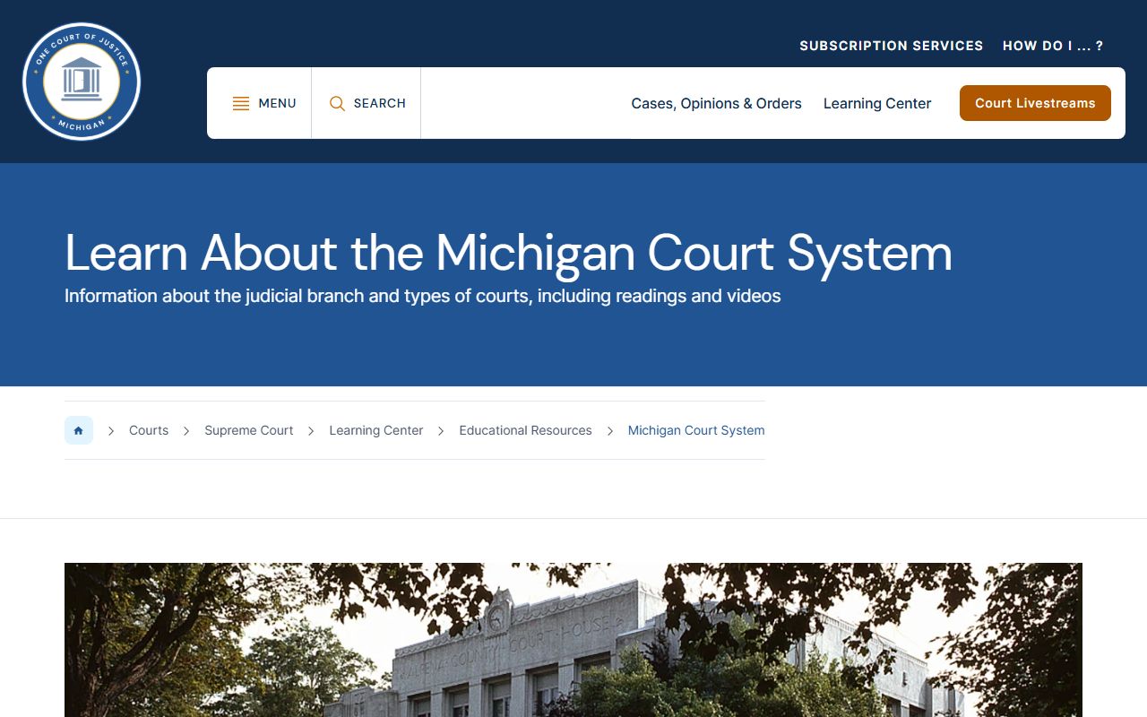Michigan court system overview showing where Bay County probate cases fit