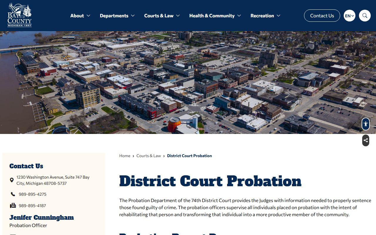 Bay County district court probation office serving probate and court records users
