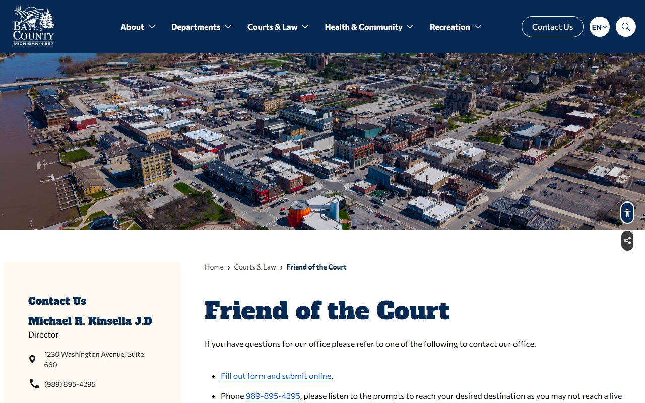 Bay County warrant search Friend of the Court home page