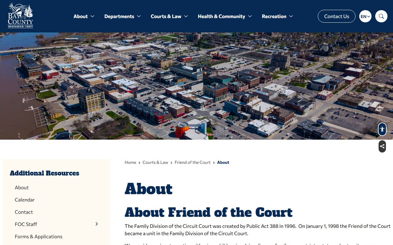 Bay County warrant Friend of the Court duties and scope page